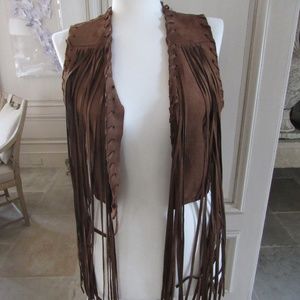 NWT Forever 21 leather fringe vest